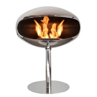 Cocoon Pedestal - Polished Steel bioethanol fireplace with a sleek, freestanding design and polished steel finish.