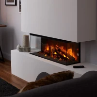 New Forest 870 electric fireplace by British Fires, a built-in multi-sided design with remote control and 1.5 kW heat output.
