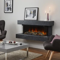 Winchester 1200 Grey Marble Electric Fireplace with a sleek grey marble finish, perfect for wall-mounted installation.