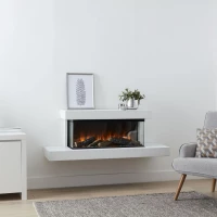 Brockenhurst 1200 electric fireplace by British Fires in a sleek white finish, wall-mounted with remote control and a 1.5 kW hea