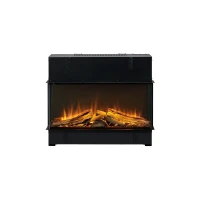 Dimplex Vivente Plus 75 built-in electric fireplace with customisable flame effect in sleek black design.
