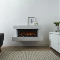 Winchester 1200 Electric Fireplace by British Fires in a sleek white finish, wall-mounted with remote control and 1.5 kW heat ou