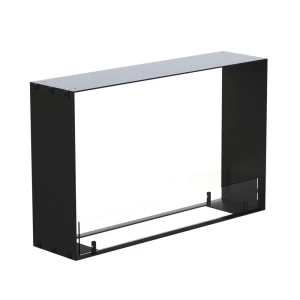 Foco Two 800 Slim bioethanol fireplace – a stylish built-in, two-sided see-through fireplace with a sleek black finish and manua