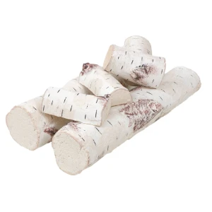 ScandiFlames Birch Wood Decoration - 6 pcs, realistic birch log decor for bioethanol fireplaces.