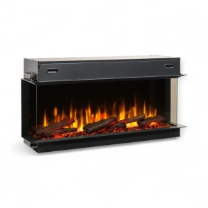 Dimplex Ignite Ultra 50 electric fireplace in black, featuring a multi-sided built-in design with remote and app control.