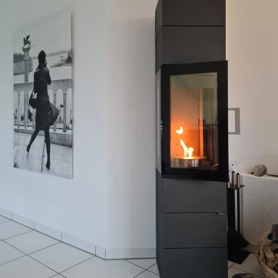 ScandiFlames Round 2.5L Bio Burner (Ø: 19 cm) - Stainless steel manual bioethanol burner for custom fireplace installations.