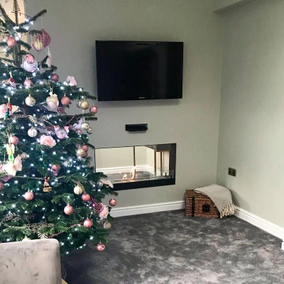 ScandiFlames 100 cm Built-in See Through Bio Fireplace | Buy Now ScandiFlames 100 cm Built-in See Through Bio Fireplace – elegant, two-sided bioethanol fireplace in black finish.