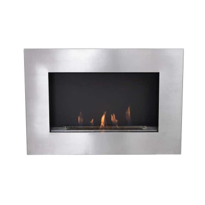 Murus 800 Brushed Steel Bioethanol Fireplace by ScandiFlames – a stylish wall-mounted fireplace with 3L capacity and 7-hour burn