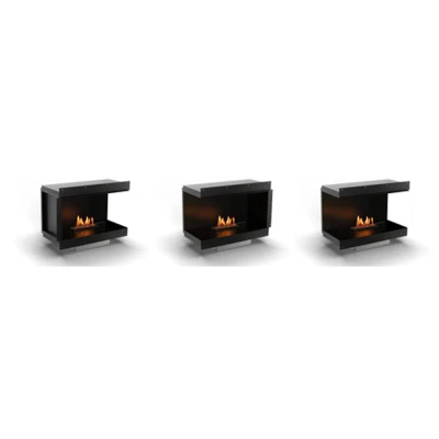 Planika Senso Built-in bioethanol fireplace in black, featuring automatic operation and remote control.