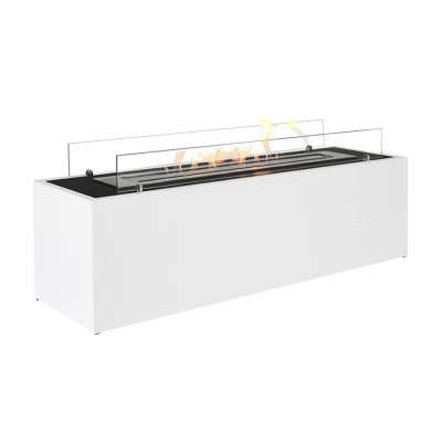 ScandiFlames Freestanding Bio Fireplace in white, a modern and sleek bioethanol fireplace with a 5-litre fuel capacity and 6.5 k