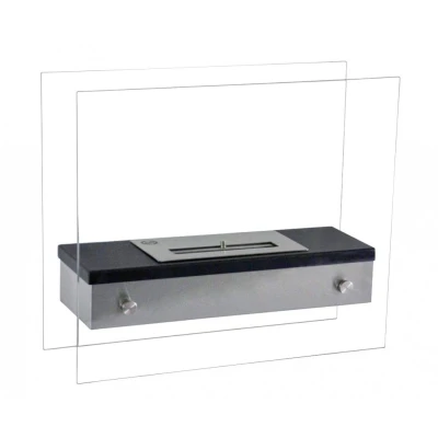 Merton Table Bio Fireplace by ScandiFlames – a stylish glass tabletop bioethanol fireplace with a 1-litre capacity and 4-hour bu