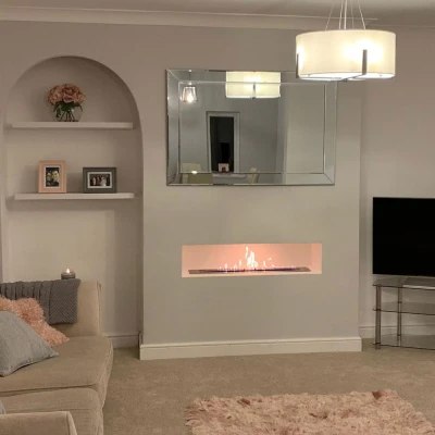 ScandiFlames Superior 4.5L Ethanol Burner (W: 90 cm) – Stainless steel manual bioethanol burner with 6-hour burn time.