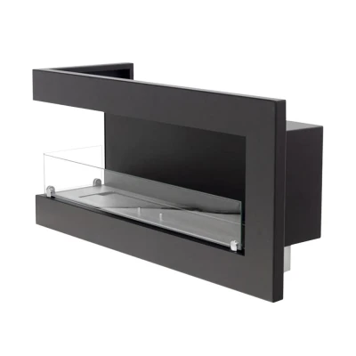 ScandiFlames Corner Fireplace 85 cm - Left - sleek black built-in bioethanol fireplace with manual control and 7-hour burn time.