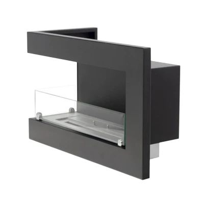 ScandiFlames Corner Fireplace 65 cm - Left - Built-in bioethanol fireplace with sleek black finish and manual control.