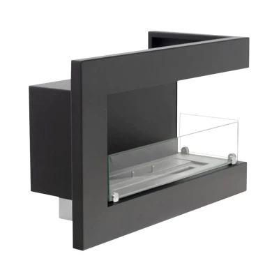 ScandiFlames Corner Fireplace 65 cm - Right, a modern built-in bioethanol fireplace with manual control and a 7.5-hour burn time