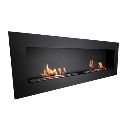Murus 1600 - Black by ScandiFlames, a wall-mounted bioethanol fireplace with a sleek black finish and 160 cm length.