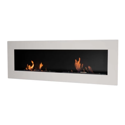 Murus 1600 Matte White wall-mounted bioethanol fireplace by ScandiFlames, featuring a sleek and modern design.