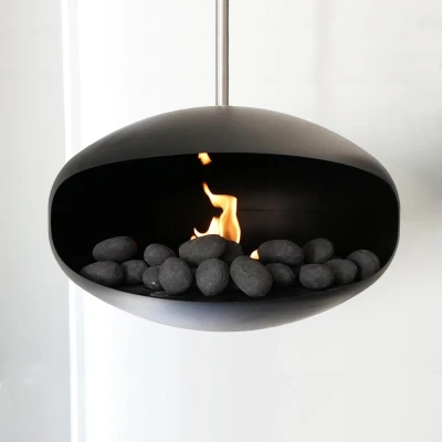ScandiFlames Ceramics Pebbles Black - 24 Pieces - Heat-resistant decorative stones for bioethanol fireplaces.