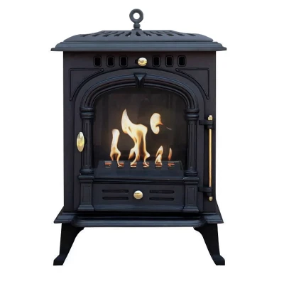 Bergen Cast Iron Bioethanol Fireplace by ScandiFlames, featuring a durable cast iron design with a warm, smoke-free flame.
