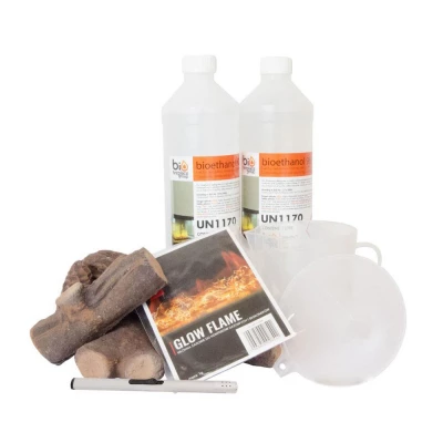 ScandiFlames Decorations Kit 2 featuring elegant wooden decorative elements for bioethanol fireplaces.