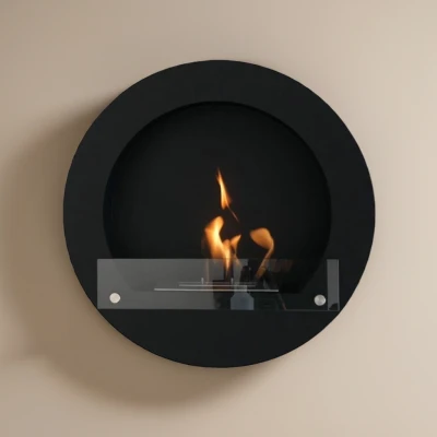 ScandiFlames Round Black Bioethanol Fireplace – Shop Now ScandiFlames Round Black Bioethanol Fireplace – Wall-mounted, manual control, 1.5L capacity, 6-hour burn time, black finish.