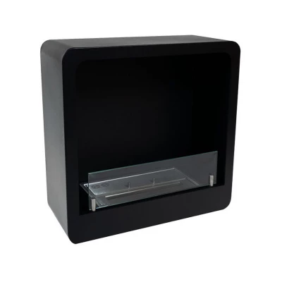 ScandiFlames Square Bioethanol Fireplace - Buy Now ScandiFlames Square Bioethanol Fireplace with Round Edges in Black - Wall-mounted, manual control, and 6-hour burn time.
