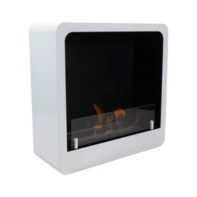 ScandiFlames Square Bioethanol Fireplace | Buy Now ScandiFlames Square Bioethanol Fireplace with Round Edges - White, wall-mounted, 1.5L capacity, manual control, 6-hour burn time