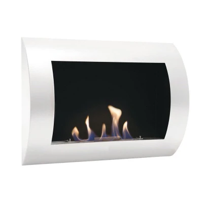Ocean White Bio Wall Fireplace by ScandiFlames – A stylish, wall-mounted bioethanol fireplace with a sleek white finish and 3-ho
