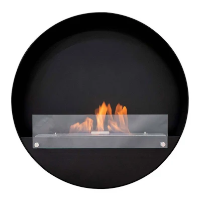 Delaware XL black Ø80 cm - ScandiFlames | Buy Now Delaware XL black Ø80 cm by ScandiFlames – a stylish wall-mounted bioethanol fireplace with a sleek black finish, offering a 7-h
