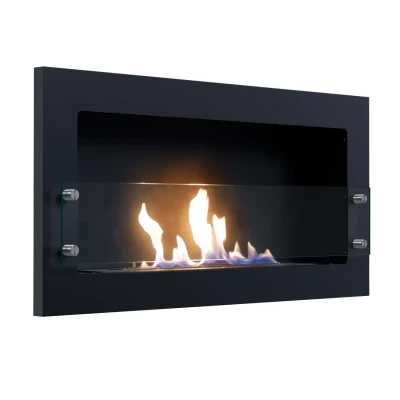 Texas Black - Wall Mounted Bioethanol Fireplace | ScandiFlames Texas Black Wall Mounted Bioethanol Fireplace by ScandiFlames, a stylish black fireplace with manual control and a 3-hour burn t