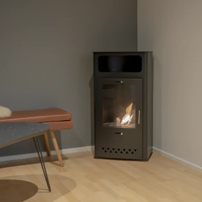 Boston Black Bioethanol Stove by ScandiFlames – a stylish, chimney-free heating solution with manual control.