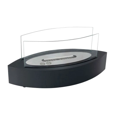 ScandiFlames Oval Shaped Table Bio Fireplace – a sleek black tabletop bioethanol fireplace with a 51 cm length and 3-hour burn t