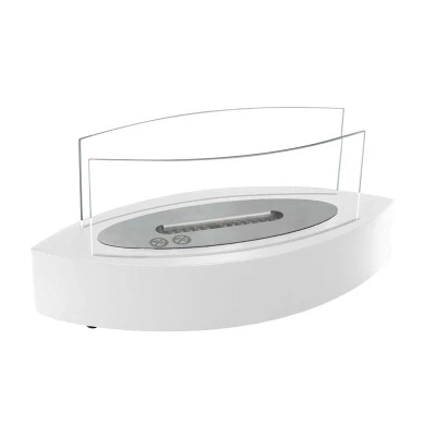 ScandiFlames Oval Table Bio Fireplace in White - A sleek and modern tabletop bioethanol fireplace with a 3-hour burn time.