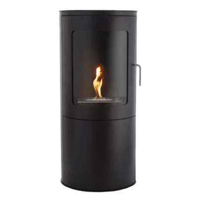 Richmond Bioethanol Fire Stove with Flat Back by ScandiFlames in black, featuring a sleek freestanding design and manual control