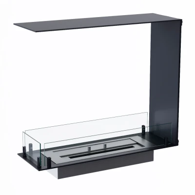 Foco Room Divider 600 Slim – A three-sided built-in bioethanol fireplace in a sleek black finish, perfect as a room divider for 