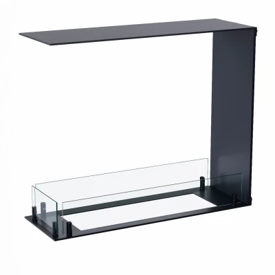 Foco Room Divider 600 Slim – A three-sided built-in bioethanol fireplace in a sleek black finish, perfect as a room divider for 