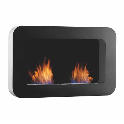Safretti Curva DL Black - Wall-Mounted Bioethanol Fireplace Safretti Curva DL Black wall-mounted bioethanol fireplace with a sleek design and 110 cm length.