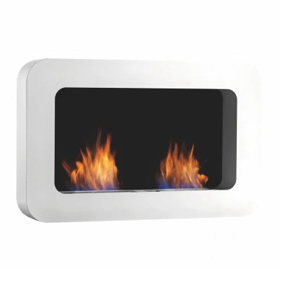 Safretti Curva DL - White | Wall-Mounted Bioethanol Fireplace Safretti Curva DL - White wall-mounted bioethanol fireplace with a sleek, contemporary design and 6-8 hours burn time.