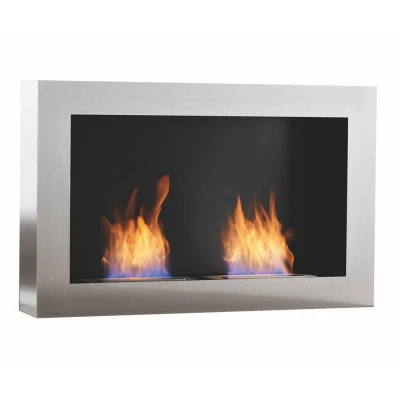 Safretti Cubico DL in Brushed Steel - Buy Now Safretti Cubico DL in Brushed Steel – A modern wall-mounted bioethanol fireplace with a brushed steel finish, offering up to 8 h