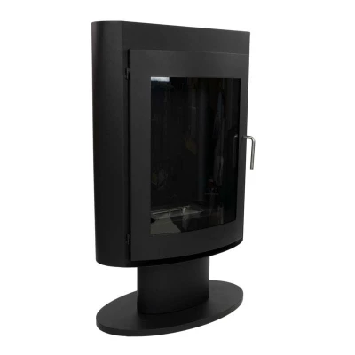 Trenton Bioethanol Stove on Stand by ScandiFlames in black finish, featuring a modern design and efficient heating.