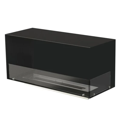 Foco Corner Right 1000 - Built-in Bioethanol Fireplace Foco Corner Right 1000 by FOCO Fires - A modern built-in corner bioethanol fireplace with a sleek black finish and remote contro