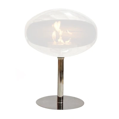 Base and Holder by Cocoon Fires in polished steel, a stylish and durable accessory for bioethanol fireplaces.