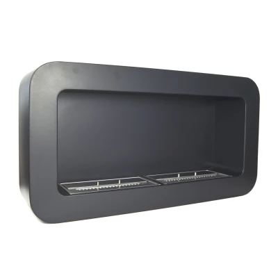 ScandiFlames Rectangular Curved Bioethanol Fireplace - Buy Now ScandiFlames Rectangular Curved Bioethanol Fireplace in black, wall-mounted with a curved design, 3-litre capacity, and manual c