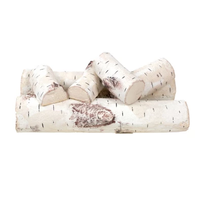 ScandiFlames Birch Wood Decoration - 6 pcs, realistic birch log decor for bioethanol fireplaces.
