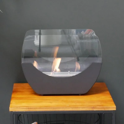 Cradle Table Bio Fireplace - Black by ScandiFlames, a modern tabletop bioethanol fireplace with a sleek black finish and 5-hour 