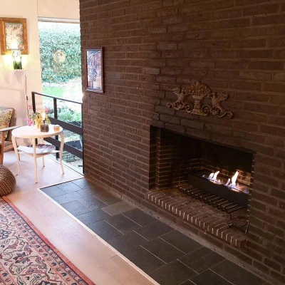 ScandiFlames Bioethanol Burner Insert - 65 cm in black, a manual-control fireplace insert for an eco-friendly heating experience