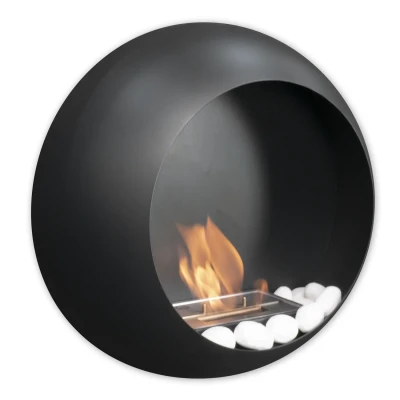 Colorado Wall Mounted Bioethanol Fireplace by ScandiFlames in black finish, featuring a sleek design and real flame effect.