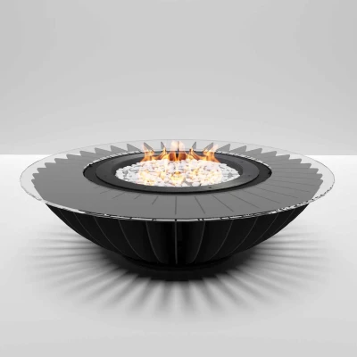 Cosmo Gas Heater - Black by GlammFire, a stylish outdoor gas fireplace for patios and terraces.