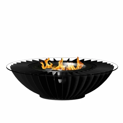 Cosmo Gas Heater - Black by GlammFire, a stylish outdoor gas fireplace for patios and terraces.