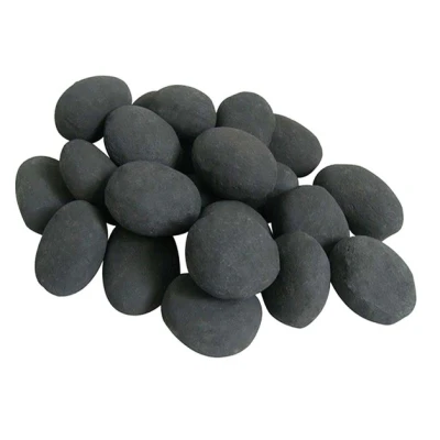 ScandiFlames Ceramics Pebbles Black - 24 Pieces - Heat-resistant decorative stones for bioethanol fireplaces.